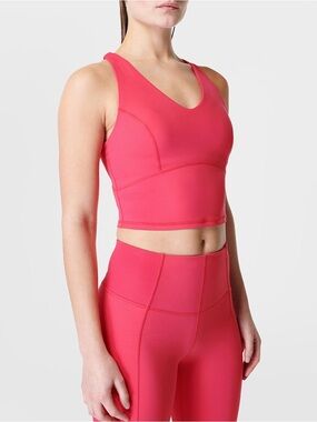 Sweaty Betty Pink V-Neck Cropped Sports Bra Top